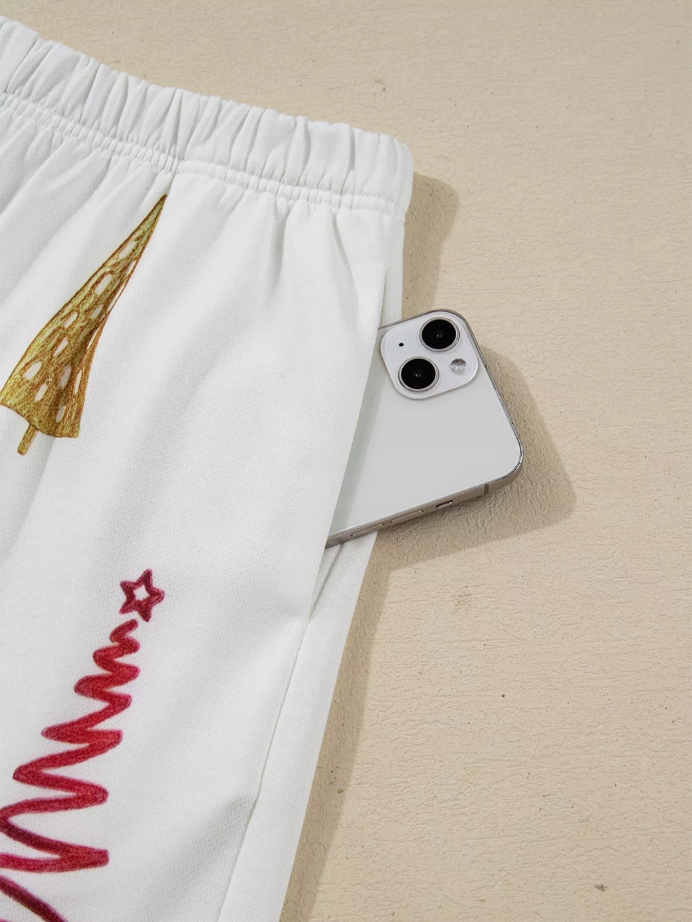 Christmas Tree Round Neck Top and Shorts Set