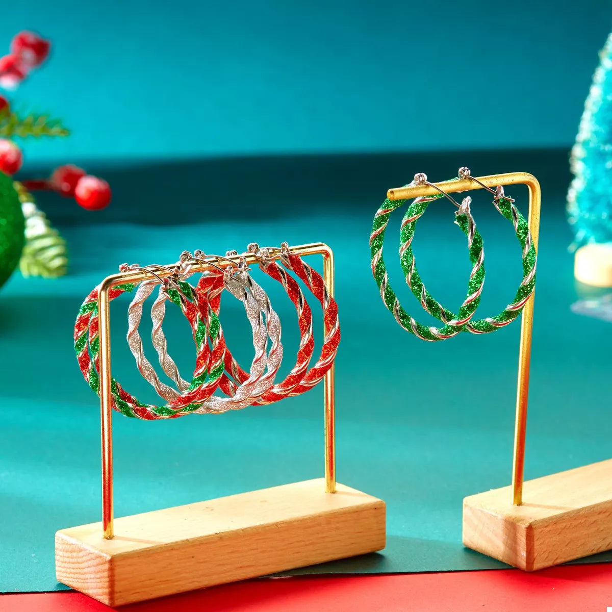 Christmas Twisted Hoop Earrings