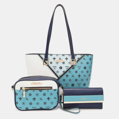 Nicole Lee USA 3-Piece Color Block Handbag Set for Women