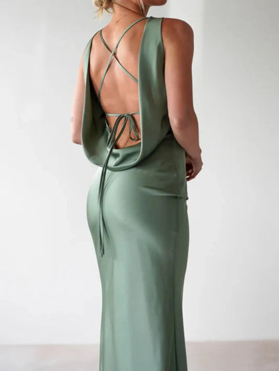 Satin Sleeveless Maxi Dress