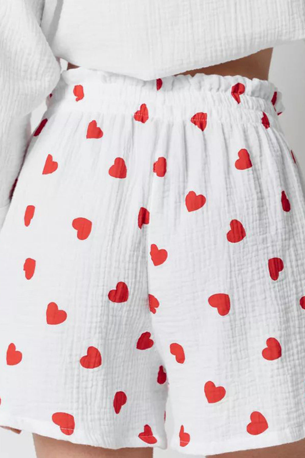Heart Collared Button Down Top & Shorts Set - Chic & Comfy