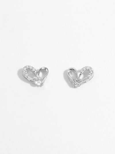 Sterling Silver Zircon Heart Earrings - Dazzling Fashion Gift