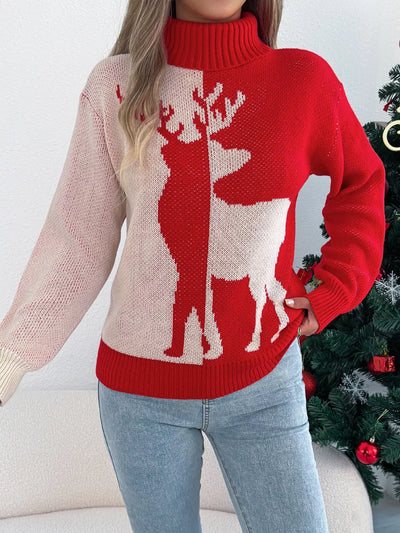 Christmas Reindeer Turtleneck Sweater