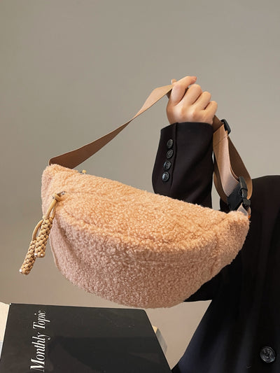 Stylish Sherpa Crossbody Bag with Adjustable Strap