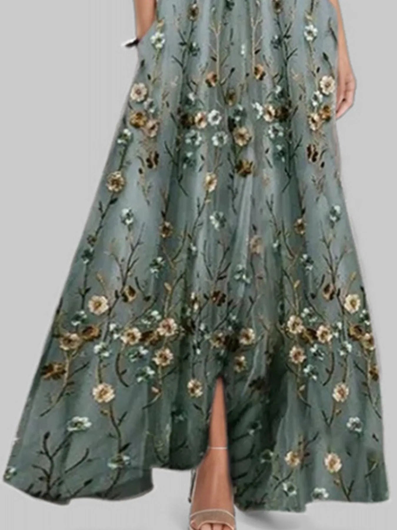 Floral Print Half Sleeve Wrap Maxi Dress