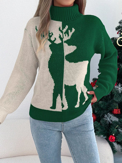 Christmas Reindeer Turtleneck Sweater