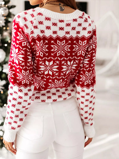 Snowflake Pattern Long Sleeve Sweater