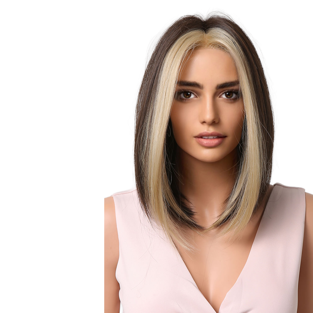 13*1" Full-Machine Wigs Synthetic Mid-length Straight 9"