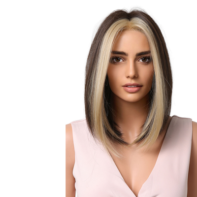 13*1" Full-Machine Wigs Synthetic Mid-length Straight 9"