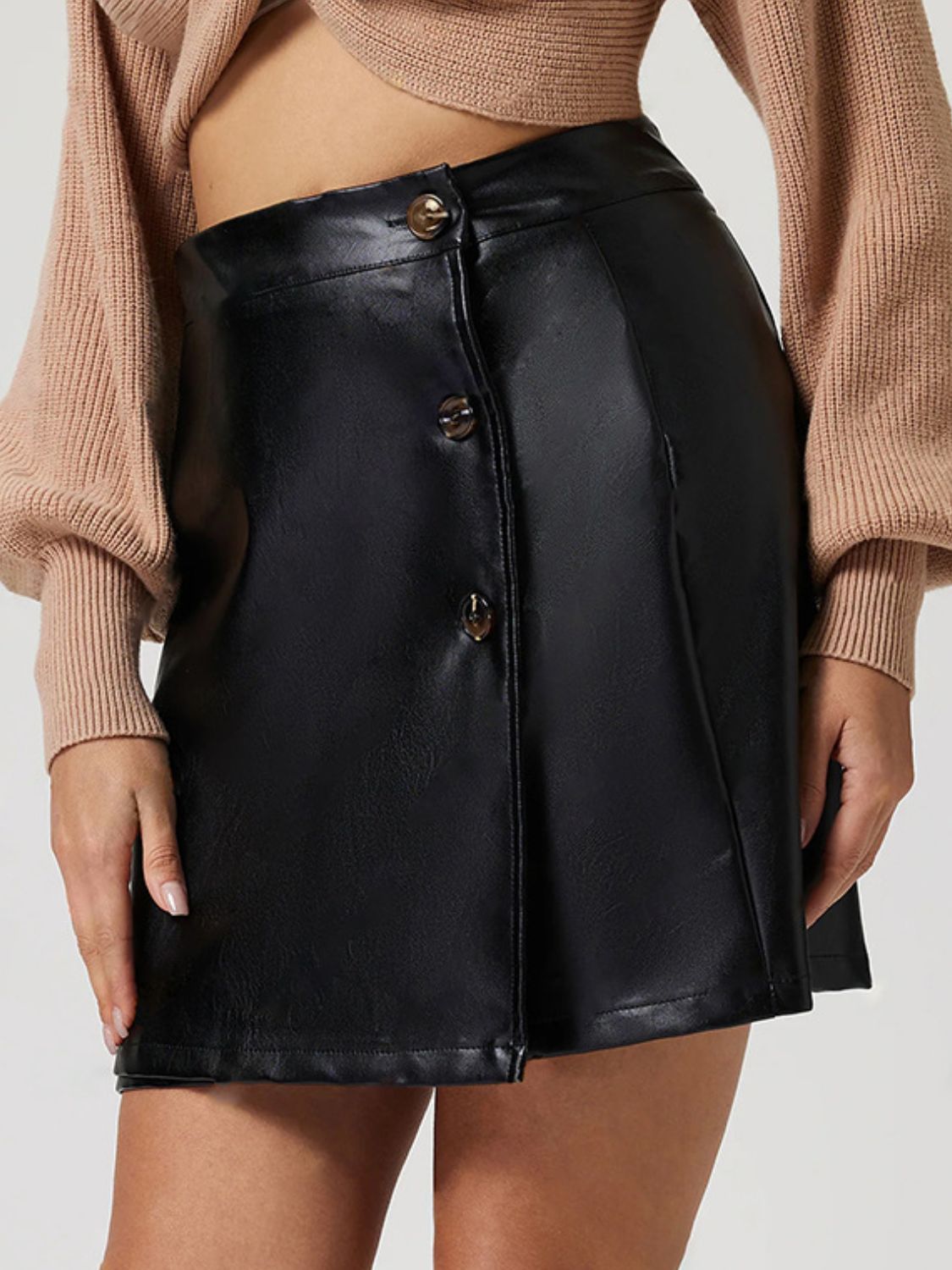 Chic Buttoned High-Rise Mini Skirt for Trendy Styling