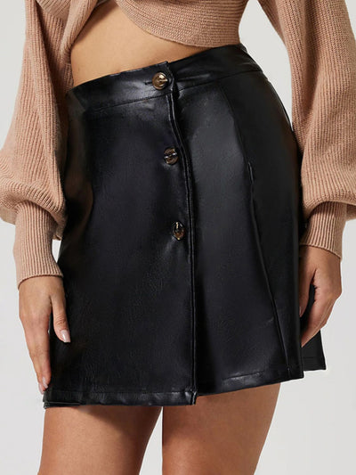 Chic Buttoned High-Rise Mini Skirt for Trendy Styling
