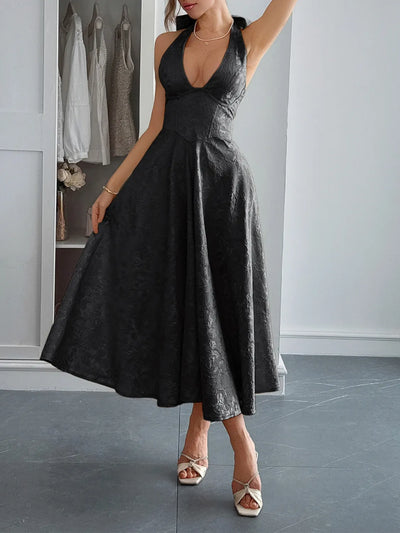 Halter Neck Midi Dress with Pockets
