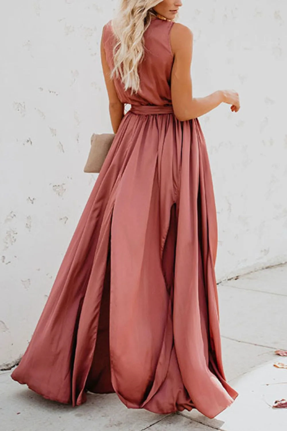 Surplice Tie Waist Maxi Dress