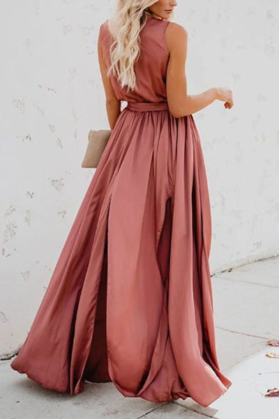 Surplice Tie Waist Maxi Dress