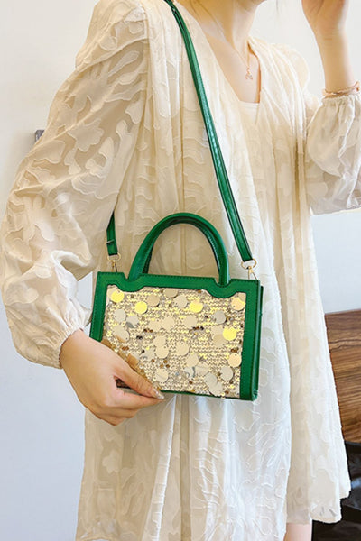 Stylish PU Leather Sequin Handbag for Fashionable Women