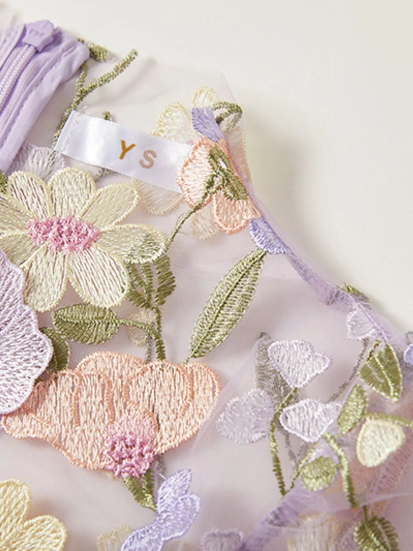 Floral Embroidered Mesh Overlay Maxi Dress