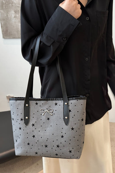 Stylish Bow Trim Polyester Tote Bag for Everyday Use