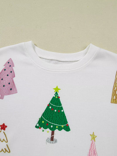 Christmas Tree Round Neck Top and Shorts Set