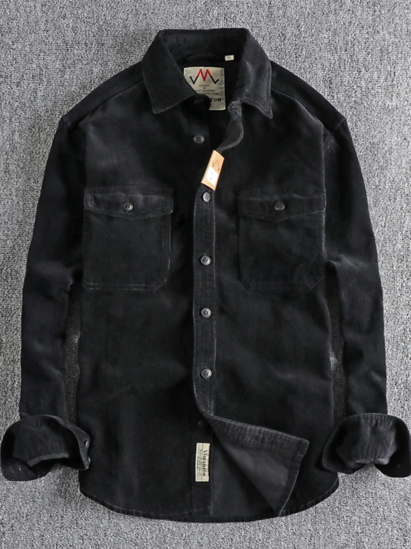 Men's Plus Size Corduroy Long Sleeve Button Up Shirt