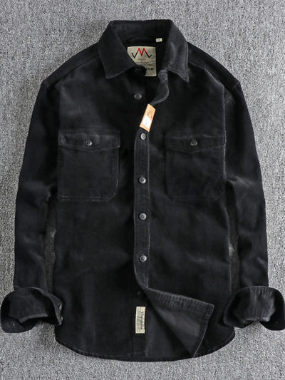 Men's Plus Size Corduroy Long Sleeve Button Up Shirt