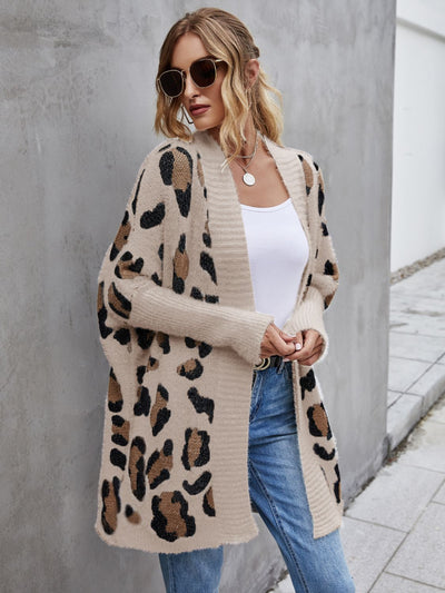 Cozy Angel Wings Leopard Print Fuzzy Cardigan