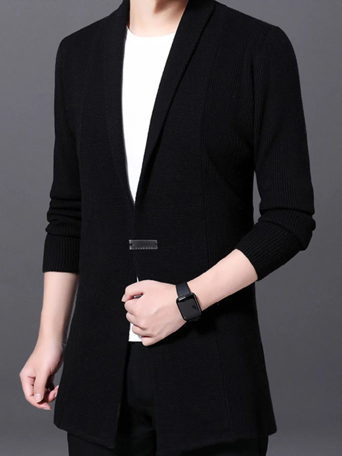 Men's Full Size Long Sleeve Longline Cardigan Plus Size