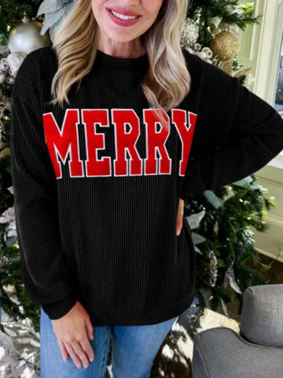 MERRY Round Neck Christmas Sweatshirt