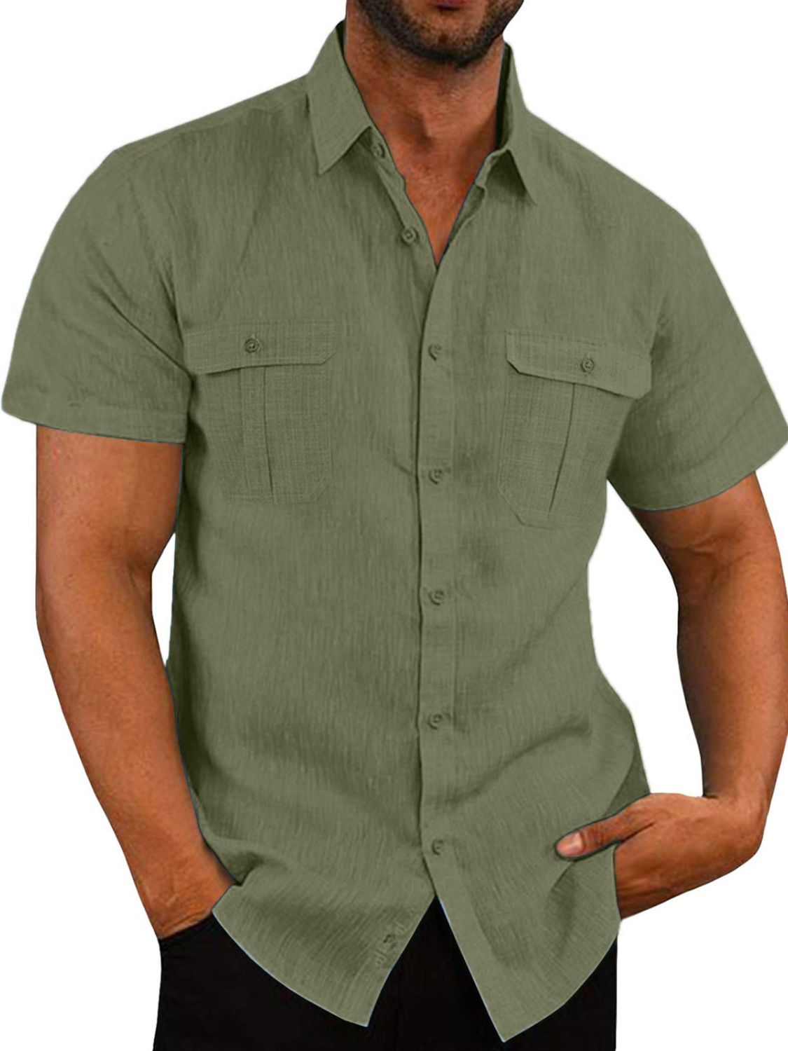 Men's Plus Size Collared Neck Short Sleeve Shirt for Comfort