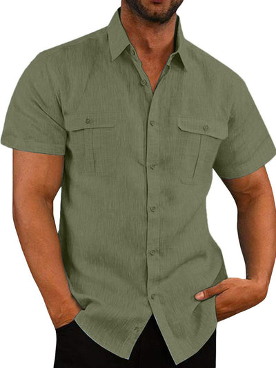 Men's Plus Size Collared Neck Short Sleeve Shirt for Comfort