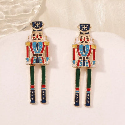 Christmas 18K Gold-Plated Nutcracker Soldier Earrings
