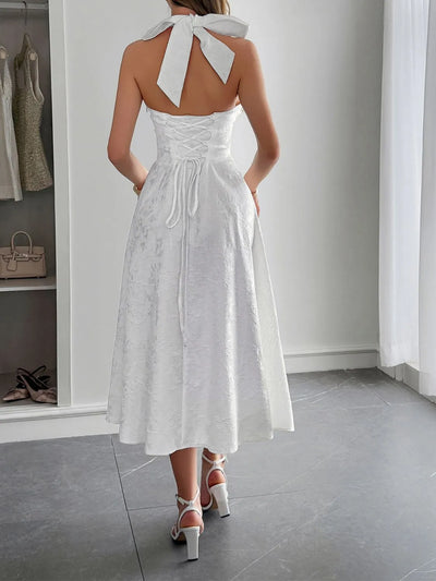 Halter Neck Midi Dress with Pockets