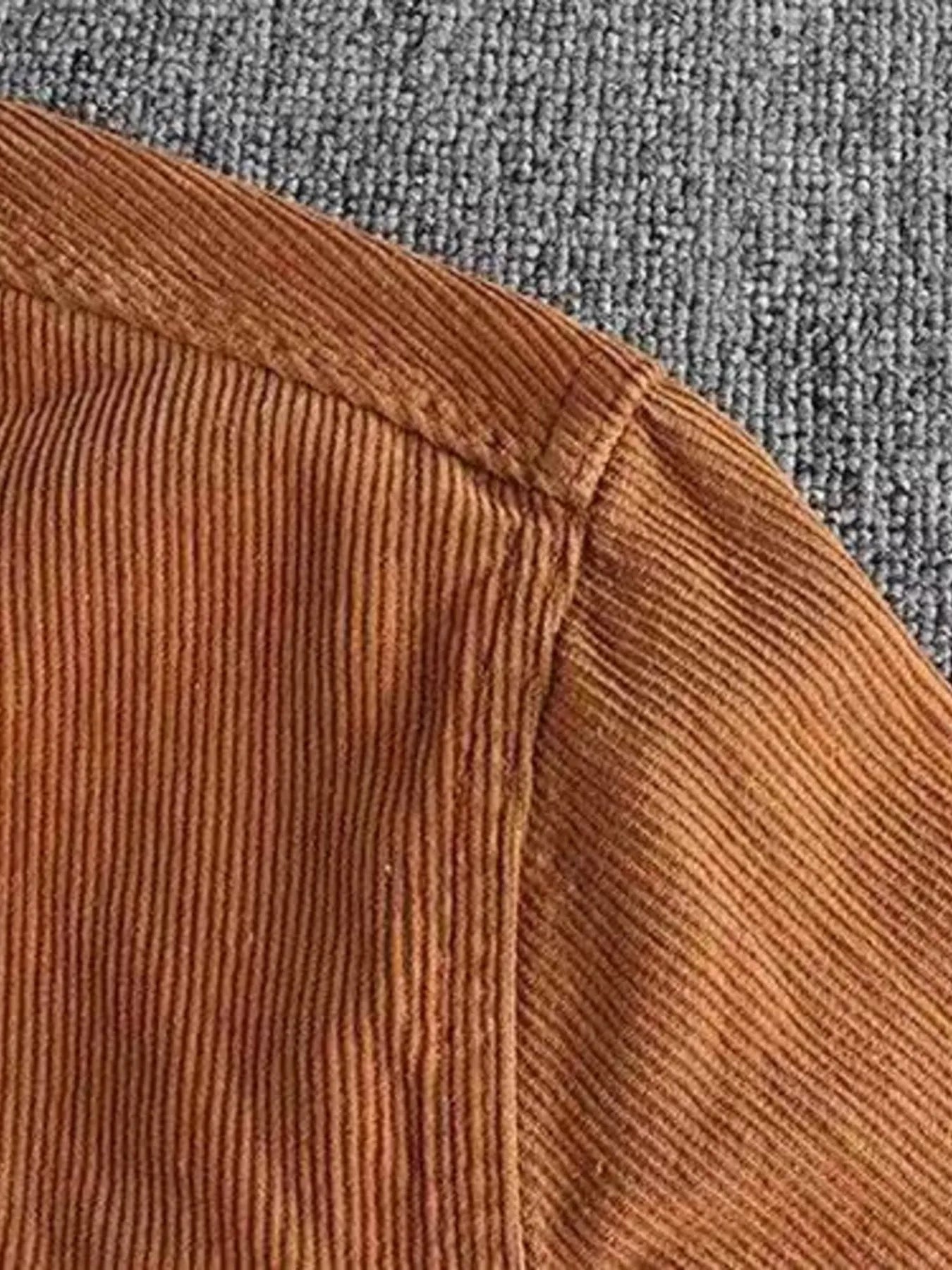 Men's Plus Size Corduroy Long Sleeve Button Up Shirt