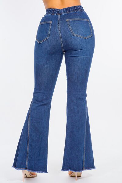 Retro High Waist Curvy Flare Jeans - Trendy & Comfortable Fit