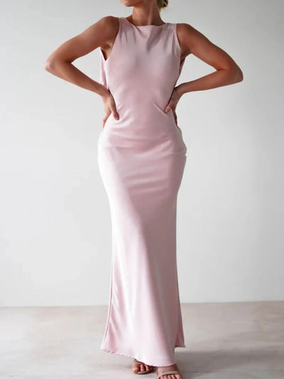 Satin Sleeveless Maxi Dress
