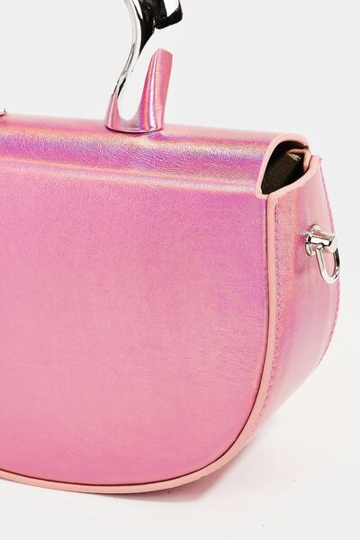 Fame Glossy Semi Circle Top Handle Bag for Chic Style