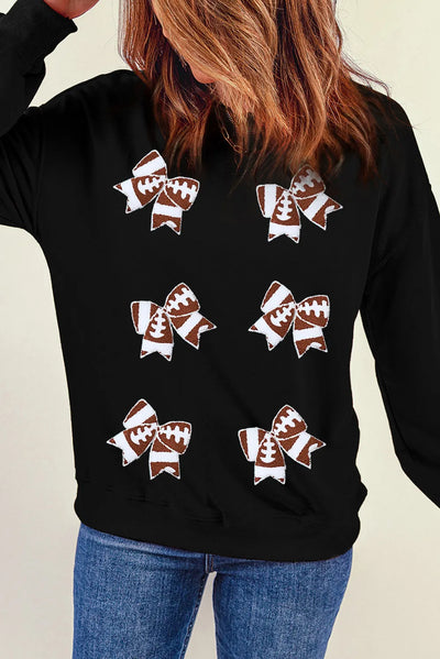 Chic Bow Round Neck Long Sleeve Sweatshirt for Casual Elegance