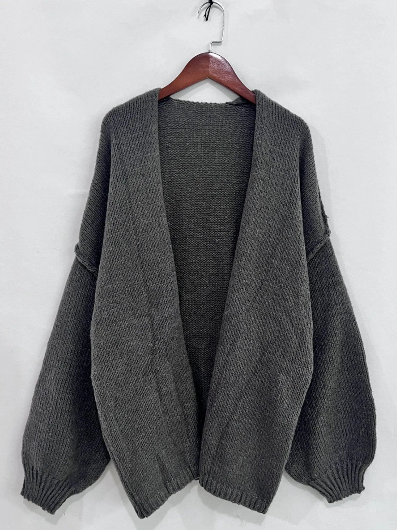 Open Front Dropped Shoulder Cardigan