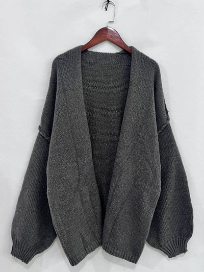 Open Front Dropped Shoulder Cardigan