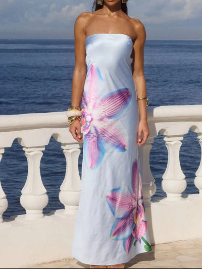 Printed Tube Maxi Dress
