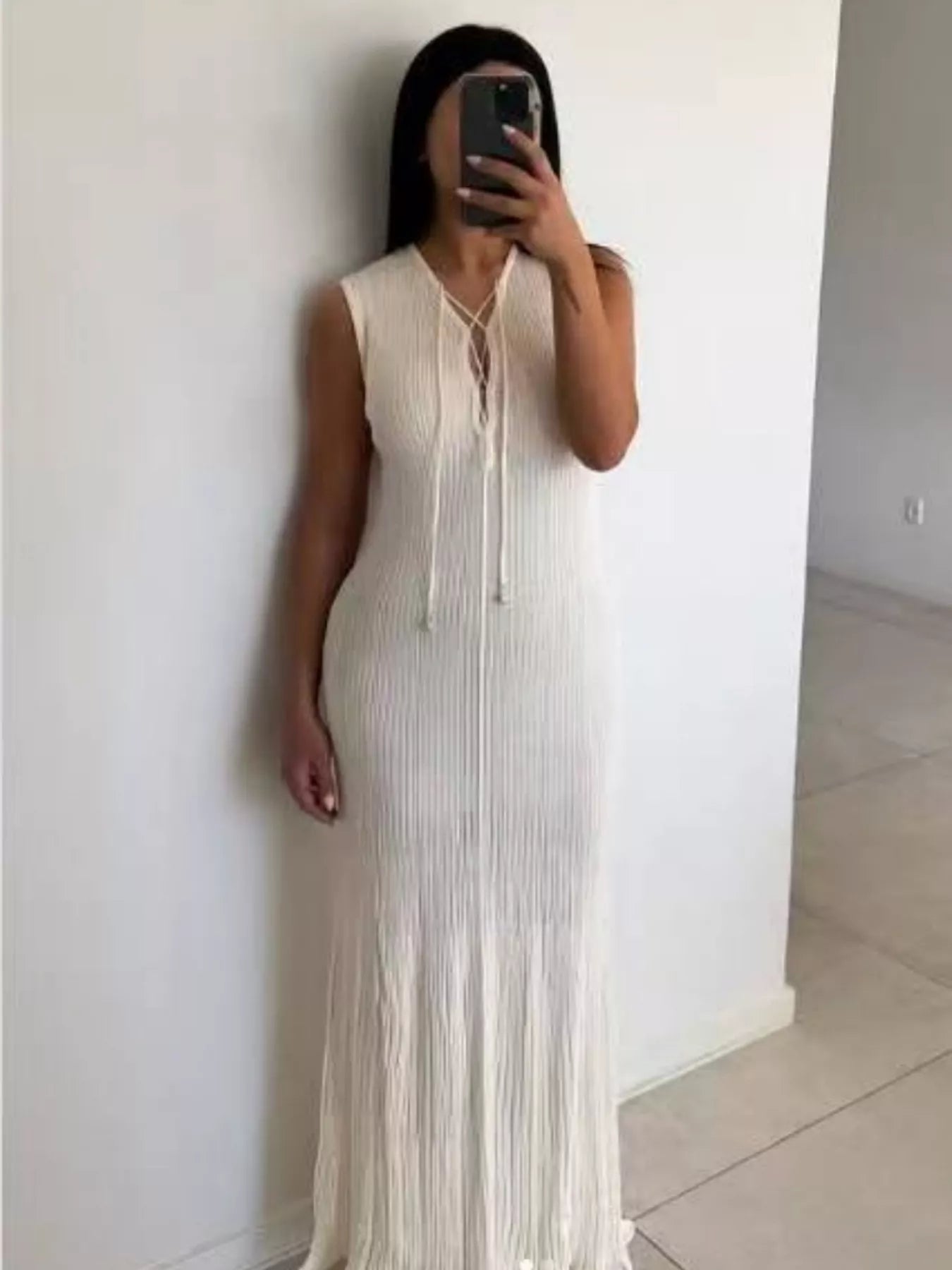 Lace Up Sleeveless Maxi Dress
