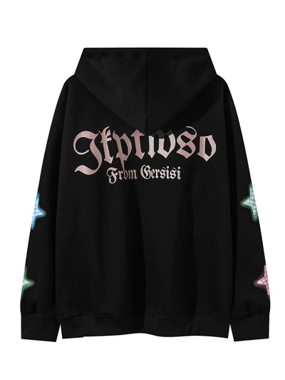 Men's Star Zip Up Long Sleeve Hoodie