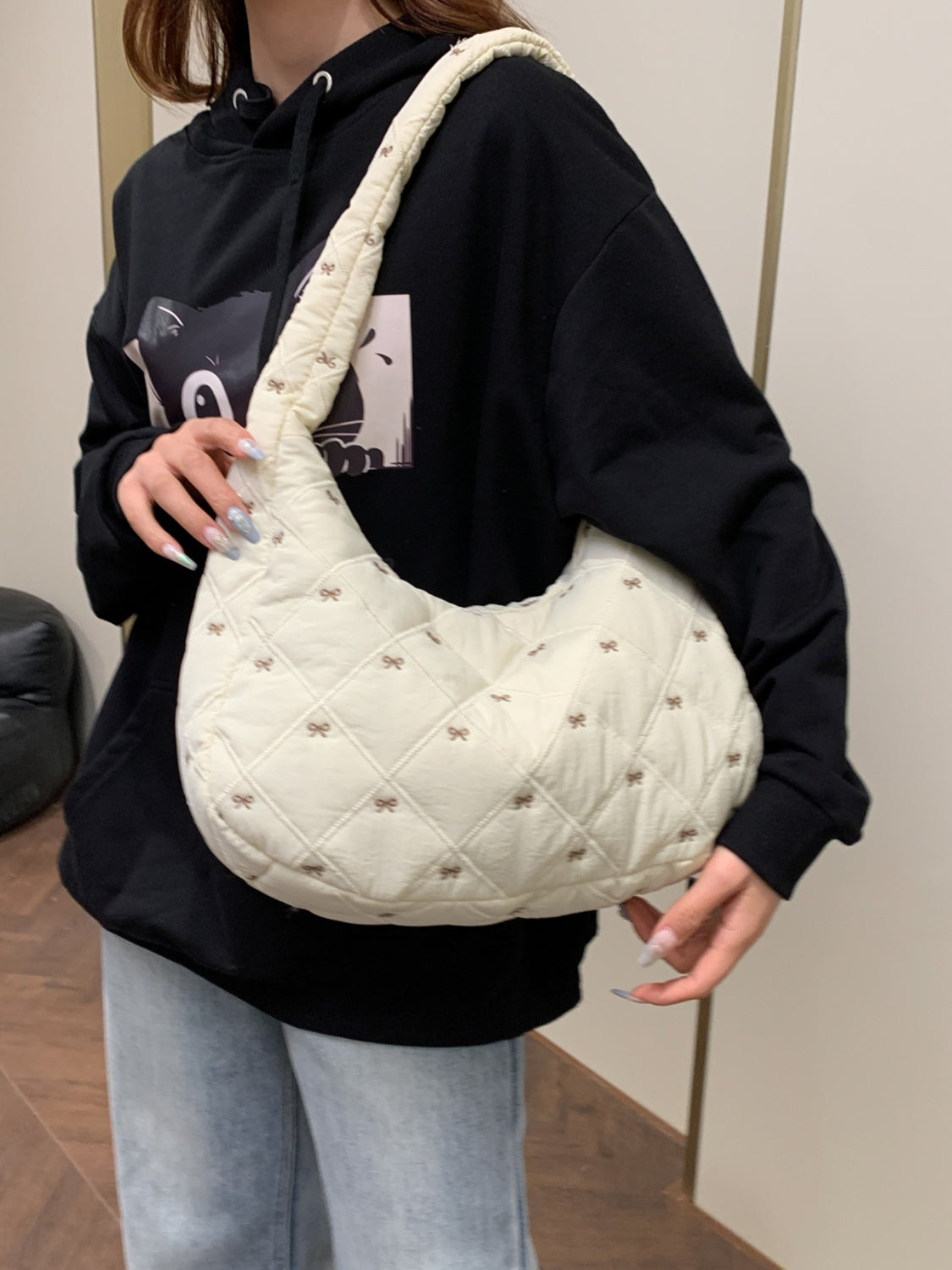 Chic Bow Polyester Shoulder Bag for Stylish Essentials