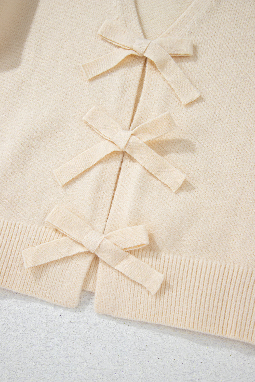 Cozy Bowknot V Neck Long Sleeve Cardigan - Trendy Style
