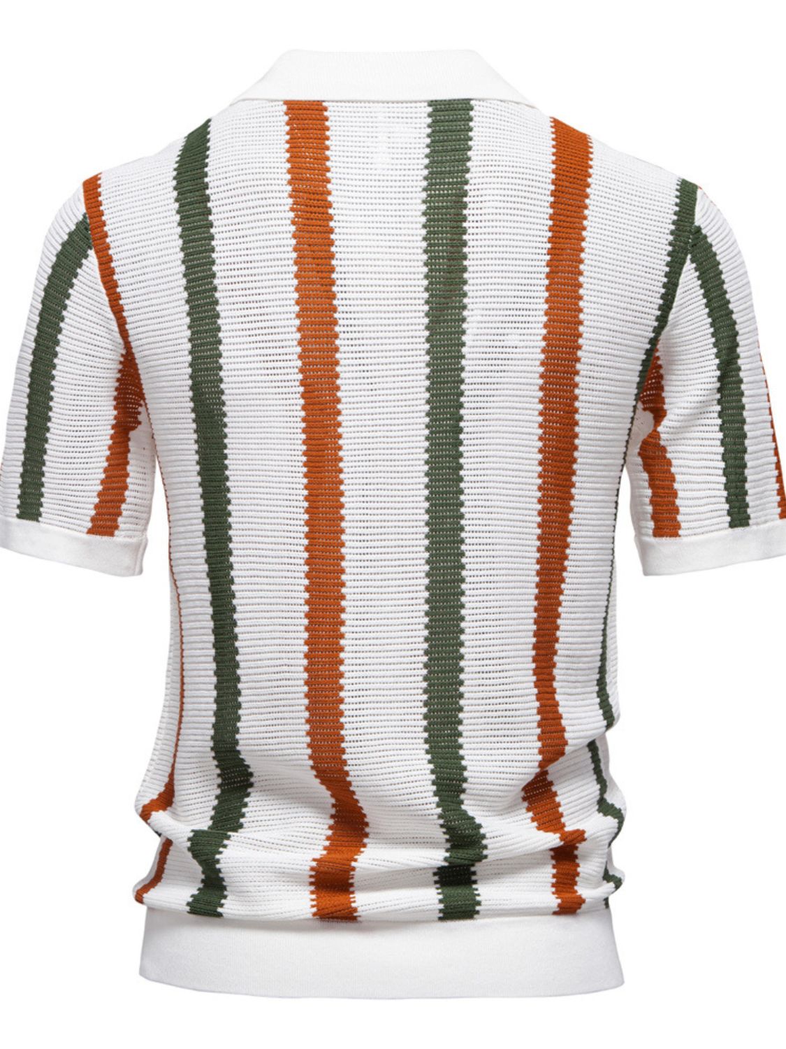 Men's Collared Neck Striped Knit Polo for Stylish Comfort