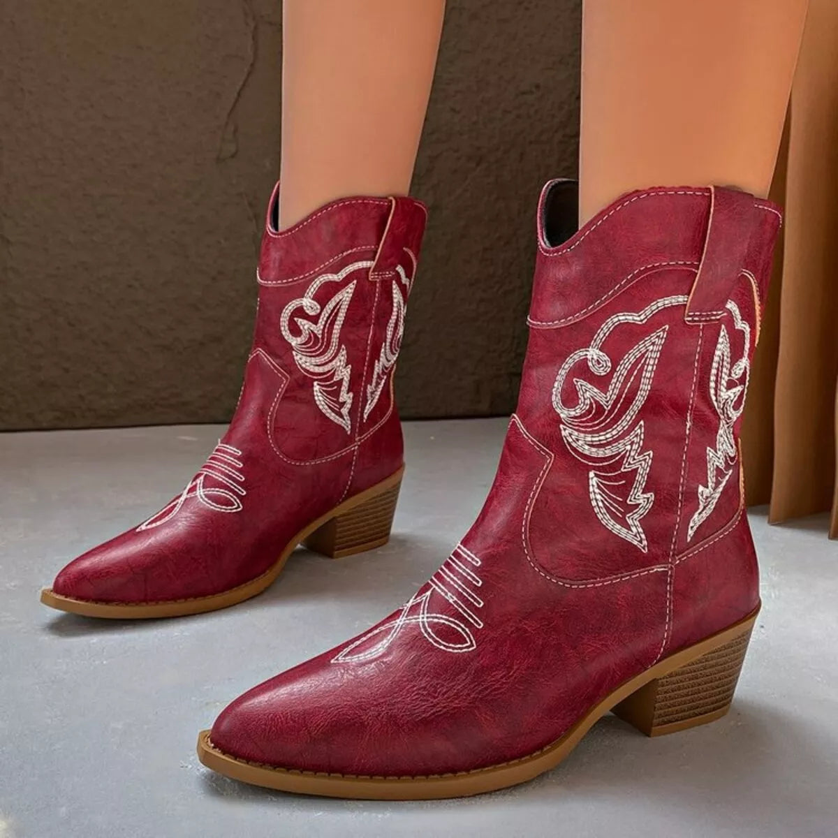 Western Cowboy Boots with Embroidered Design