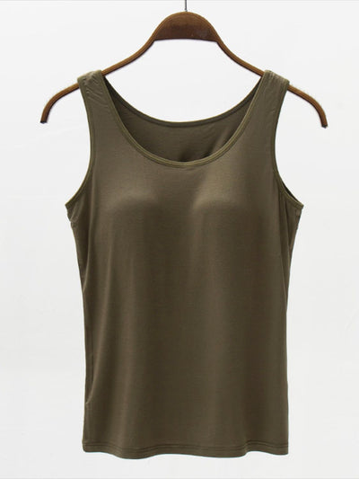 Full Size Wide Strap Model Tank with Bra