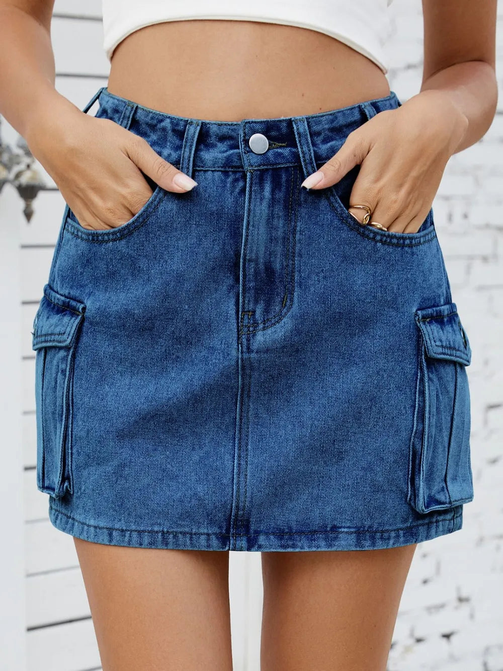 Cargo Denim Skirt
