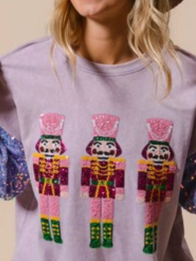 Christmas Theme Sequin Long Sleeve Sweatshirt