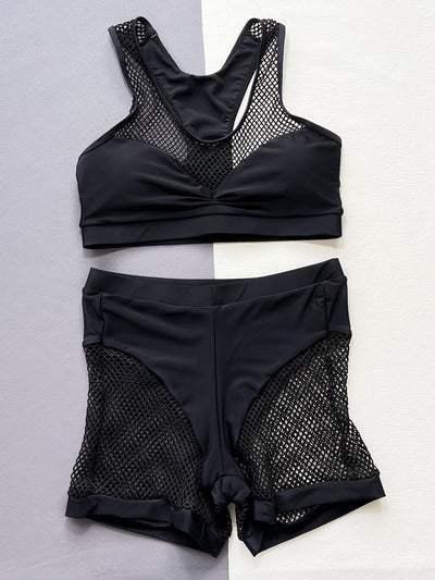 Chic Openwork Sleeveless Top and Shorts Swim Set
