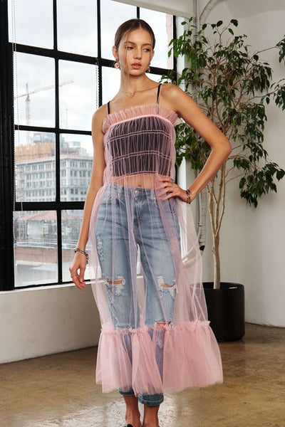 Adora Ruffled Mesh Cover-Up Dress for Trendy Summer Beachwear